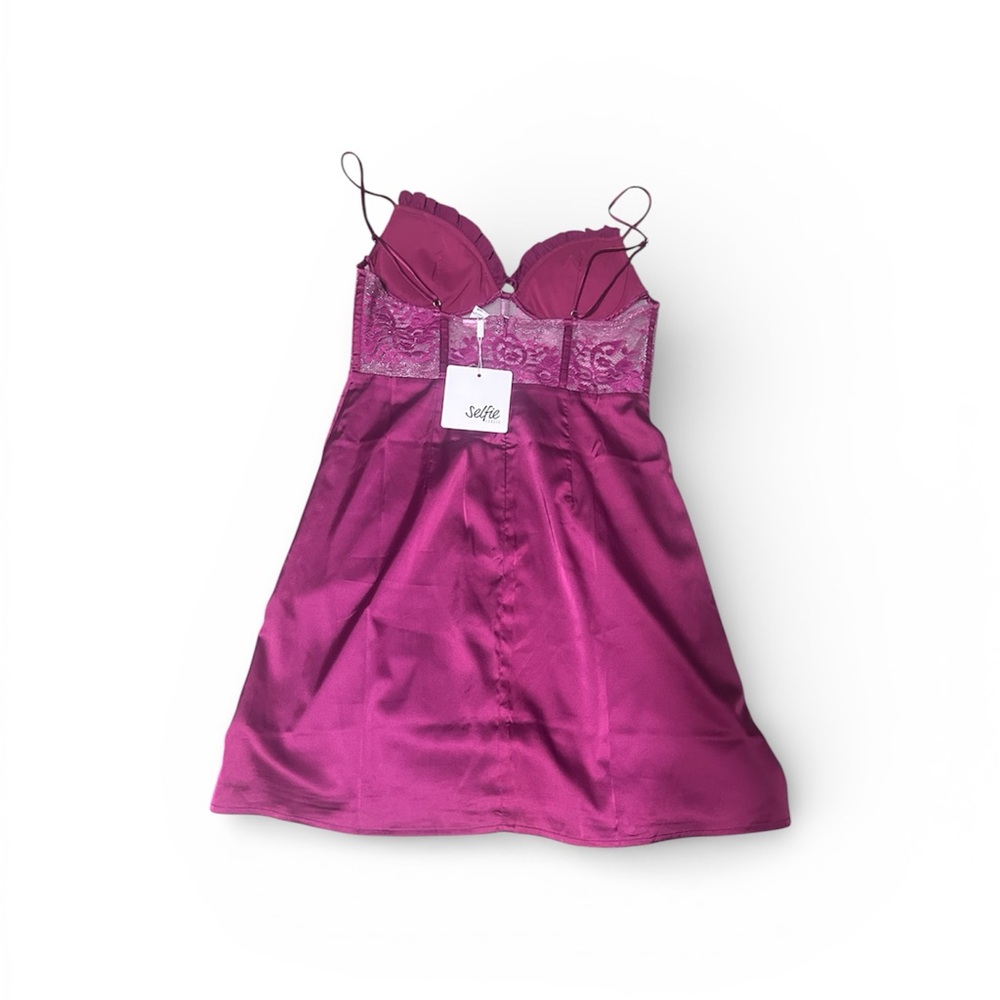 Selfie Leslie Plum Lace Bodice Mini Dress NWT Size M / US 6